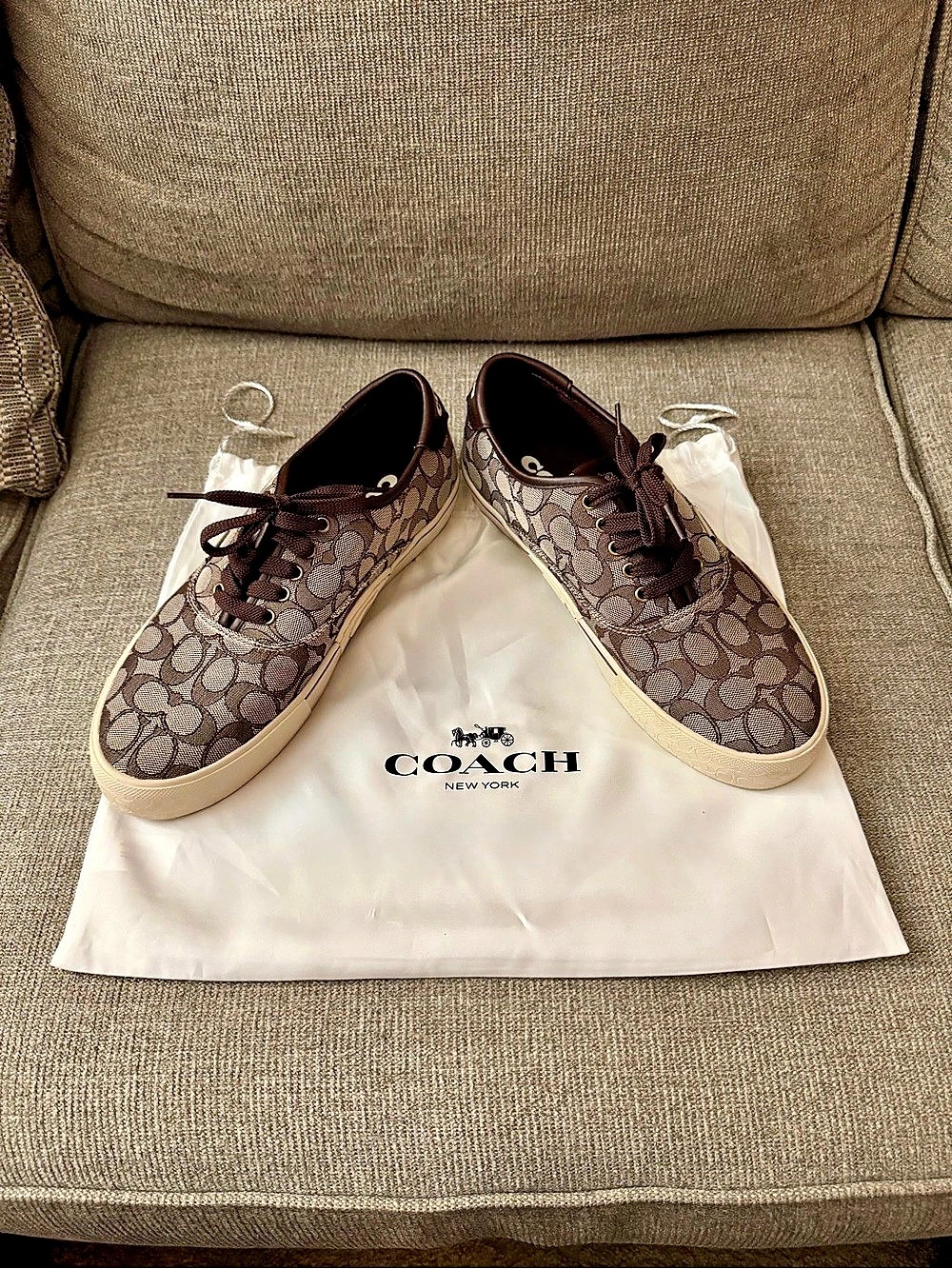 Coach High Line Sneaker In Signature Canvas Brown & Beige